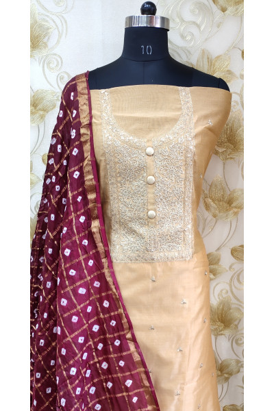 Zari Embroidery Worked Silk Suit Fabric Set (SF48)